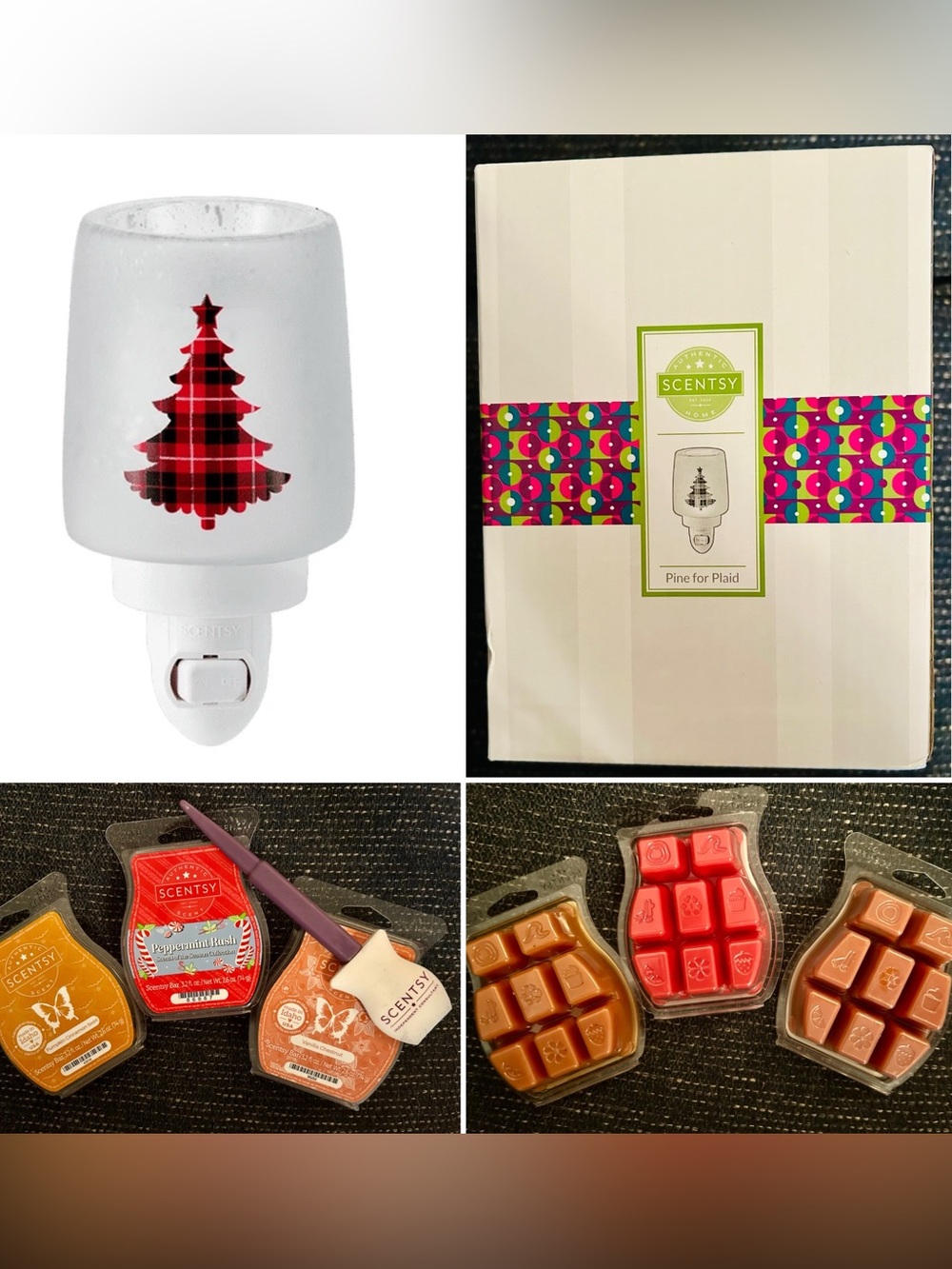 BUNDLE - Scentsy Plug-In Warmer "Pine for Plaid" & 3 scent bars FREE SHIP!